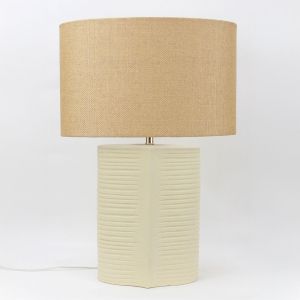 SELENE ΦΩΤΙΣΤΙΚΟ ΕΠΙΤΡΑΠΕΖΙΟ 40x20x59cm ΚΕΡΑΜΙΚΟ ΜΠΕΖ ΛΙΝΟ ΛΕΥΚΟ