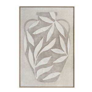 HUSK ΠΙΝΑΚΑΣ ΔΙΑΚΟΣΜΗΤΙΚΟΣ ΜΕ ΚΟΡΝΙΖΑ 80x120x4cm ΚΑΜΒΑΣ ΜΠΕΖ ΛΕΥΚΟ PS