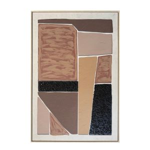 FRACTAL B ΠΙΝΑΚΑΣ ΔΙΑΚΟΣΜΗΤΙΚΟΣ ΜΕ ΚΟΡΝΙΖΑ 80x120x4cm ΚΑΜΒΑΣ ΜΠΕΖ ΚΑΦΕ ΜΑΥΡΟ PS