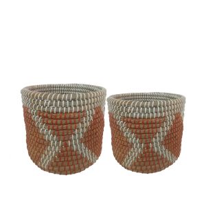NALU ΚΑΛΑΘΙ SET 2ΤΜΧ 23x23x23cm KANSGRASS ΦΥΣΙΚΟ ΛΕΥΚΟ ΠΛΑΣΤΙΚΟ TERRACOTTA
