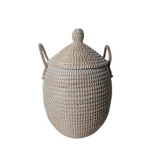 KAVI ΚΑΛΑΘΙ ΜΕ ΚΑΠΑΚΙ 30x30x54cm KANSGRASS ΦΥΣΙΚΟ ΛΕΥΚΟ ΠΛΑΣΤΙΚΟ