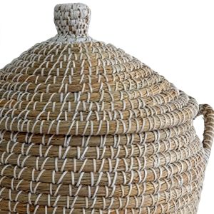 MAO ΚΑΛΑΘΙ ΜΕ ΚΑΠΑΚΙ SET 2ΤΜΧ 45x45x66cm KANSGRASS ΦΥΣΙΚΟ ΛΕΥΚΟ ΠΛΑΣΤΙΚΟ