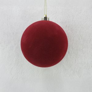 VELOUR ΧΡΙΣΤΟΥΓΕΝΝΙΑΤΙΚΗ ΜΠΑΛΑ 15x15x16cm ΤΣΟΧΑ ΚΟΚΚΙΝΟ