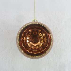 AMBER BALL ΧΡΙΣΤΟΥΓΕΝΝΙΑΤΙΚΗ ΜΠΑΛΑ 14x12x15cm ΠΛΑΣΤΙΚΟ ΧΑΛΚΙΝΟ ΡΟΖ GLOSSY