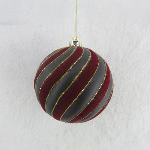 CHERRY ΧΡΙΣΤΟΥΓΕΝΝΙΑΤΙΚΗ ΜΠΑΛΑ 15x15x16cm ΒΕΛΟΥΔΟ ΚΟΚΚΙΝΟ ΣΚΟΥΡΟ ΓΚΡΙ