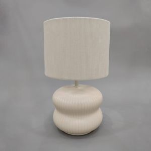 PATENT ΦΩΤΙΣΤΙΚΟ ΕΠΙΤΡΑΠΕΖΙΟ 21x21x38cm ΚΕΡΑΜΙΚΟ ΚΡΕΜ ΥΦΑΣΜΑ ΚΡΕΜ