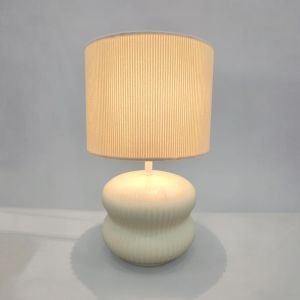 PATENT ΦΩΤΙΣΤΙΚΟ ΕΠΙΤΡΑΠΕΖΙΟ 21x21x38cm ΚΕΡΑΜΙΚΟ ΚΡΕΜ ΥΦΑΣΜΑ ΚΡΕΜ