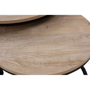 MINO COFFEE TABLE SET 2ΤΕΜ SONOMA DECAPE ΜΑΥΡΟ 74x74x47cm