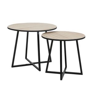 CRUZ SIDE TABLE SET 2ΤΕΜ ΦΥΣΙΚΟ ΜΑΥΡΟ 50x50x40cm