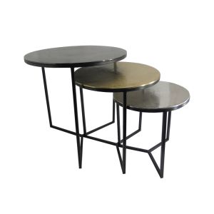 ALUIN SIDE TABLE SET 3ΤΜΧ ΑΝΘΡΑΚΙ ΧΡΥΣΟ ΑΣΗΜΙ ΜΑΥΡΟ 60x60x60