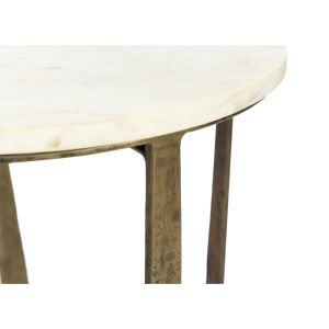 BLANCHE SIDE TABLE SET 2ΤΕΜ ΛΕΥΚΟ ΜΑΡΜΑΡΟ BRASS ANTIQUE 39x39x55cm
