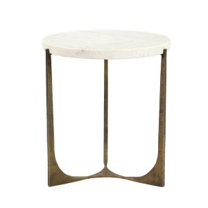 BLANCHE SIDE TABLE ΛΕΥΚΟ BRASS ANTIQUE 55x55x61cm