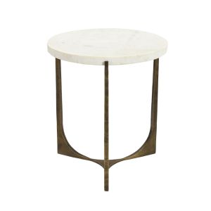 BLANCHE SIDE TABLE ΛΕΥΚΟ BRASS ANTIQUE 55x55x61cm