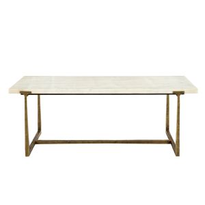 BAKARI COFFEE TABLE ΛΕΥΚΟ BRASS ANTIQUE 122x61x44.5cm