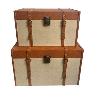 RIND ΜΠΑΟΥΛΑ SET 2ΤΜΧ 64x40x40cm MDF ΜΠΕΖ ΚΑΦΕ ΥΦΑΣΜΑ