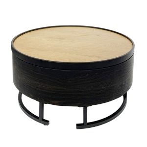 BARREL COFFEE TABLE ΜΕ ΑΠΟΘ/ΚΟ ΧΩΡΟ ΜΑΥΡΟ ΦΥΣΙΚΟ ΜΑΥΡΟ 80x80x39.5cm