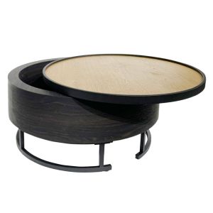 BARREL COFFEE TABLE ΜΕ ΑΠΟΘ/ΚΟ ΧΩΡΟ ΜΑΥΡΟ ΦΥΣΙΚΟ ΜΑΥΡΟ 80x80x39.5cm