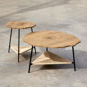 TREE SIDE TABLE ΦΥΣΙΚΟ ΜΑΥΡΟ 46x46x52cm