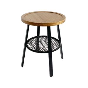 FILET SIDE TABLE ΦΥΣΙΚΟ ΜΑΥΡΟ 45x45x52cm