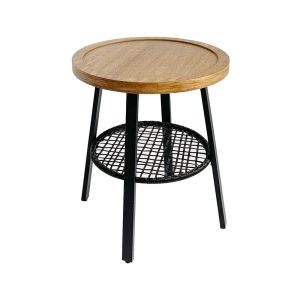 FILET SIDE TABLE ΦΥΣΙΚΟ ΜΑΥΡΟ 45x45x52cm