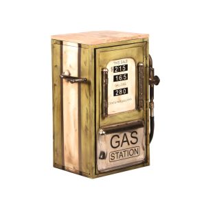 GAS PUMP SIDE TABLE ΠΟΛΥΧΡΩΜΟ ΜΕ PATTERN ΦΥΣΙΚΟ 57x36x71cm