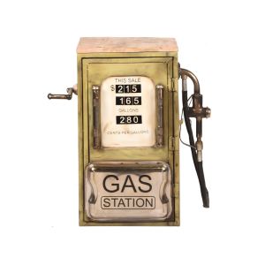 GAS PUMP SIDE TABLE ΠΟΛΥΧΡΩΜΟ ΜΕ PATTERN ΦΥΣΙΚΟ 57x36x71cm