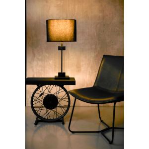 WHEEL SIDE TABLE ΜΑΥΡΟ ΑΣΗΜΙ 60x36x56cm