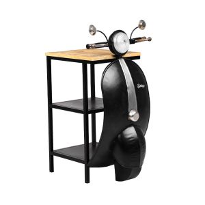 MINI VESPA SIDE TABLE ΜΕ ΡΑΦΙΑ ΜΑΥΡΟ ΑΣΗΜΙ ΦΥΣΙΚΟ 61x45x88cm