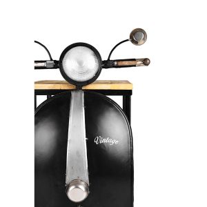 MINI VESPA SIDE TABLE ΜΕ ΡΑΦΙΑ ΜΑΥΡΟ ΑΣΗΜΙ ΦΥΣΙΚΟ 61x45x88cm
