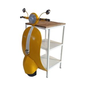 MINI VESPA SIDE TABLE ΜΕ ΡΑΦΙΑ ΚΙΤΡΙΝΟ ΛΕΥΚΟ ΦΥΣΙΚΟ 61x45x88cm