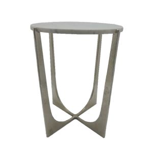 DION SIDE TABLE ΑΣΗΜΙ NICKEL ΛΕΥΚΟ 40.75x40.75x56cm