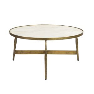 BLANCHE COFFEE TABLE ΛΕΥΚΟ BRASS ANTIQUE 81x81x41cm