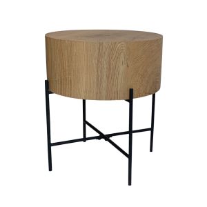 MADERA SIDE TABLE ΦΥΣΙΚΟ ΜΑΥΡΟ 45x45x45cm