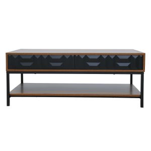 ZUMA COFFEE TABLE 2ΣΥΡΤΑΡΙΑ 3ΡΑΦΙΑ ΚΑΡΥΔΙ ΜΑΥΡΟ 111.5x60x44cm