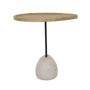 PILEA 56 SIDE TABLE ΦΥΣΙΚΟ ΛΕΥΚΟ 56x43x56cm