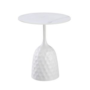 SNOW SIDE TABLE ΛΕΥΚΟ ΜΕ ΟΨΗ ΜΑΡΜΑΡΟΥ ΛΕΥΚΟ 50x50x61cm