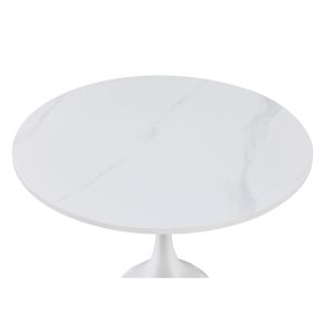 SNOW SIDE TABLE ΛΕΥΚΟ ΜΕ ΟΨΗ ΜΑΡΜΑΡΟΥ ΛΕΥΚΟ 50x50x61cm