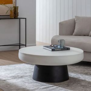 MYKONOS COFFEE TABLE ΛΕΥΚΟ ΜΑΥΡΟ 90x90x39cm