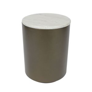 POMMA SIDE TABLE TRAVERTINE BRONZE 37x37x49cm