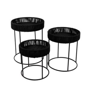 THASOS COFFEE TABLE SET 3ΤΕΜ ΜΑΥΡΟ 40x40x51cm