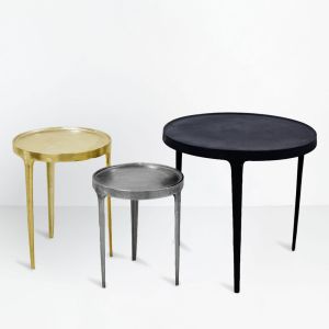 INK SIDE TABLE SET 3ΤΕΜ ΜΑΥΡΟ BRASS NICKEL 64.5x64.5x61cm