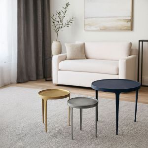 INK SIDE TABLE SET 3ΤΕΜ ΜΑΥΡΟ BRASS NICKEL 64.5x64.5x61cm