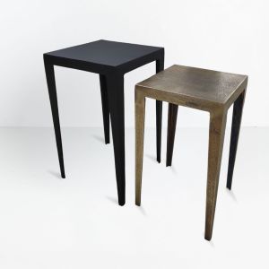 MAGRO SIDE TABLE SET 2ΤΕΜ ΜΑΥΡΟ BRASS 32x32x57cm