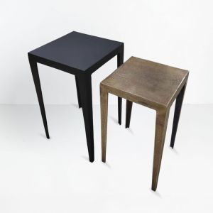 MAGRO SIDE TABLE SET 2ΤΕΜ ΜΑΥΡΟ BRASS 32x32x57cm