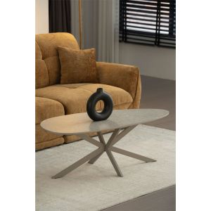 CASPIAN COFFEE TABLE ΓΚΡΙ ΜΕ ΟΨΗ ΜΑΡΜΑΡΟΥ LATTE 120x60x43cm