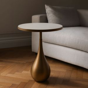 SEAL M SIDE TABLE ΜΕ ΚΑΘΡΕΠΤΗ BROWN GOLD 37.5x37.5x54cm