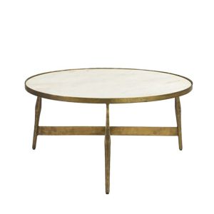 BLANCHE COFFEE TABLE ΛΕΥΚΟ BRASS ANTIQUE 81x81x41cm