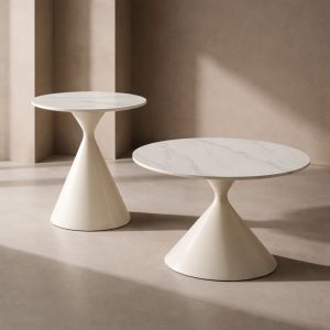 ICE COFFEE TABLE SET 2ΤΕΜ ΑΣΠΡΟ ΑΣΠΡΟ 70x70x40cm