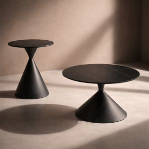 LAVA COFFEE TABLE SET 2ΤΕΜ ΜΑΥΡΟ ΜΑΥΡΟ 70x70x40cm