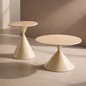 KNOT COFFEE TABLE SET 2ΤΕΜ CREAM CREAM 70x70x40cm